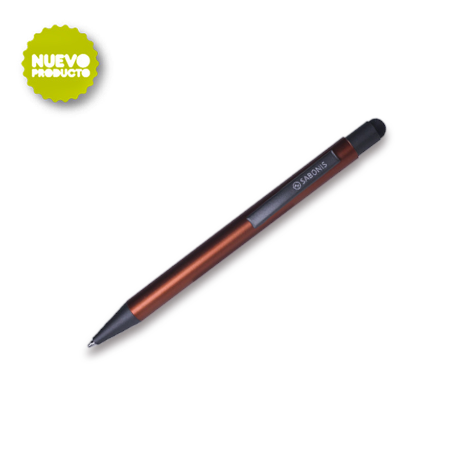 BOLÍGRAFO SABONIS RETRÁCTIL CON PUNTA PARA PANTALLAS TOUCHSu diseño es la combinación del buen hacer lujo y personalidad. Ideal para las grandes ocasiones y el momento exacto para ser utilizada. Calidad garantizada.Precio unitario, incluye estuche.Color: Naranja y gris.Tinta: Negra.