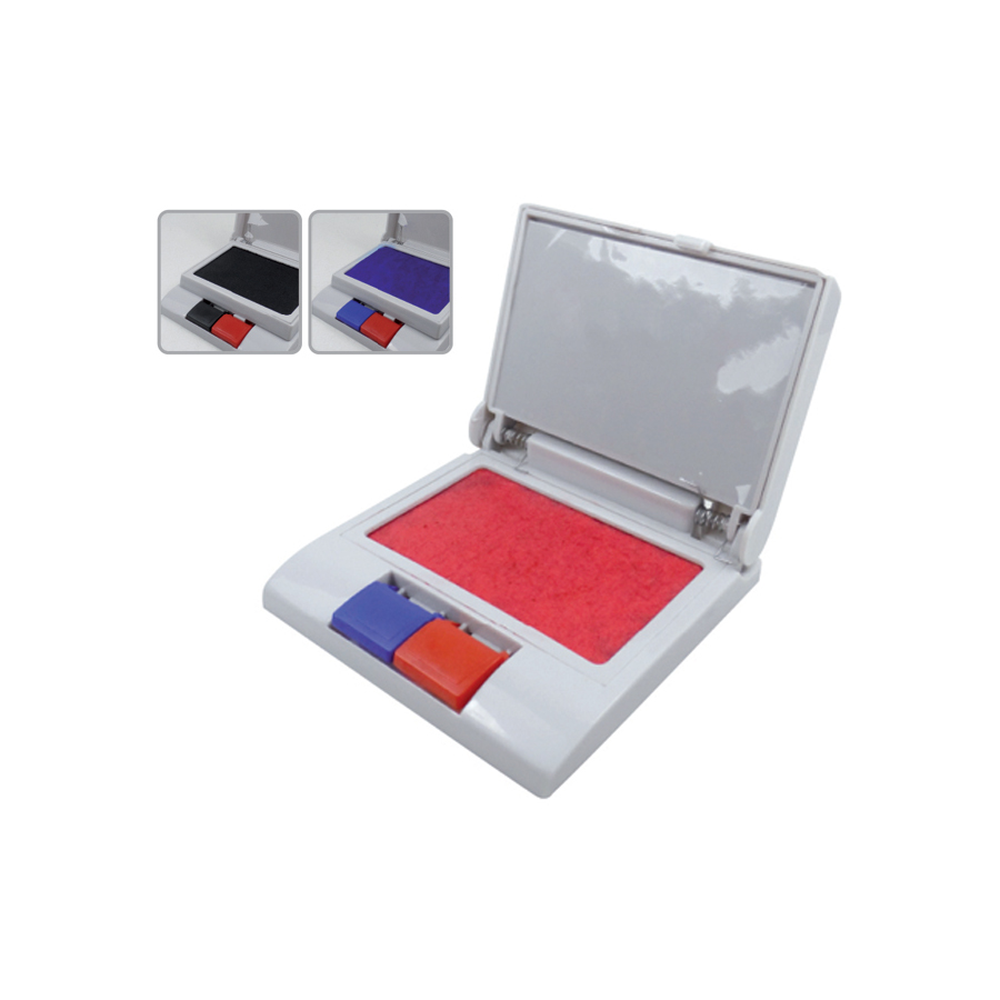 Almohadilla para sellos c/ bandeja recipiente.AZUL C/ ROJO.NEGRO C/ ROJO.