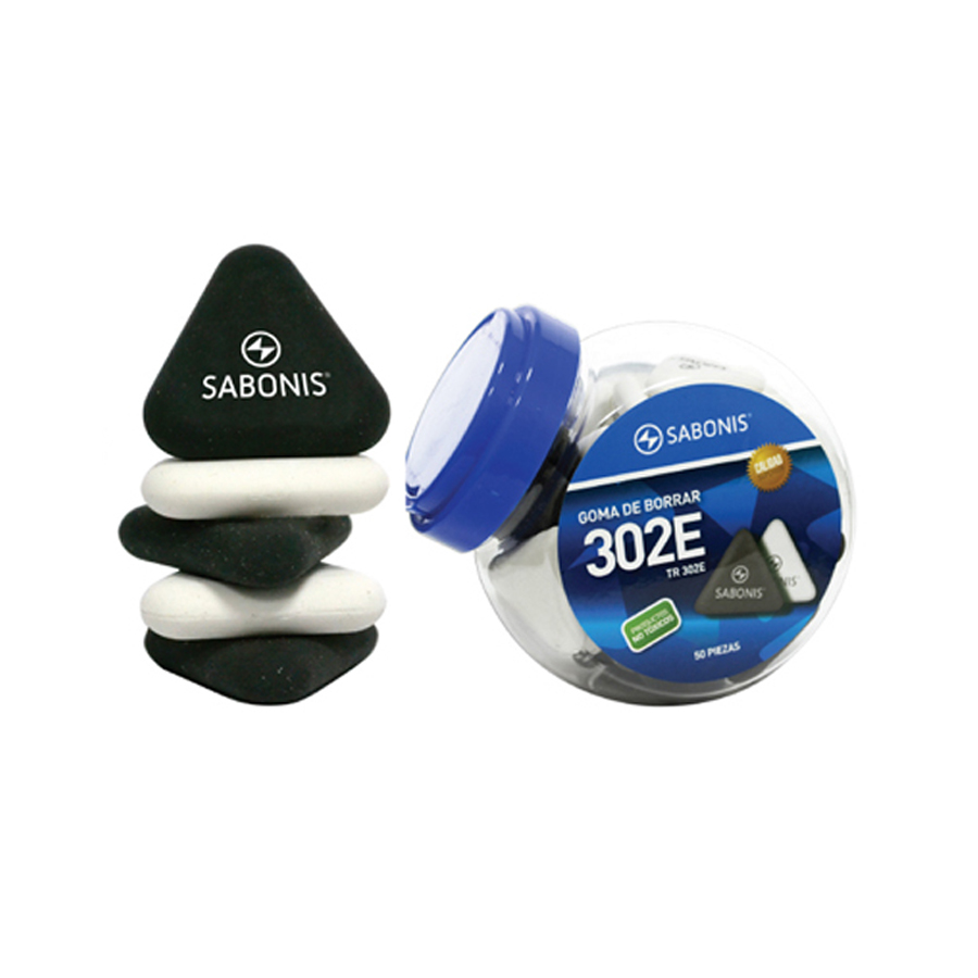GOMA PARA BORRAR TRIANGULAR.BLANCAS Y NEGRAS. BOTE C/ 50 PZAS. SURTIDAS.