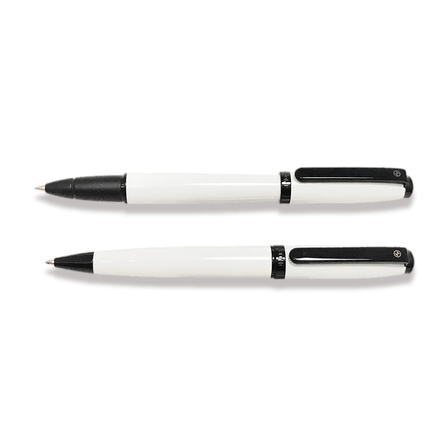 Juego de Bolígrafo + Roller SABONIS.Su diseño es la combinación del buen hacer lujo y personalidad. Ideal para las grandes ocasiones y el momento exacto para ser utilizada. Calidad garantizada.Precio unitario, incluye estuche.Color: Blanco, azul y rojo.Tinta: Negra.