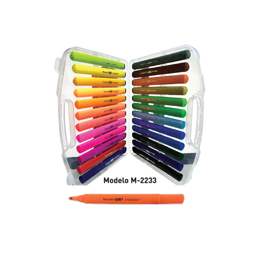 Marcador TRIANGULAR.Ergonómicos, de punta redonda y de trazo suave. Blister c/ 24 colores diferentes.