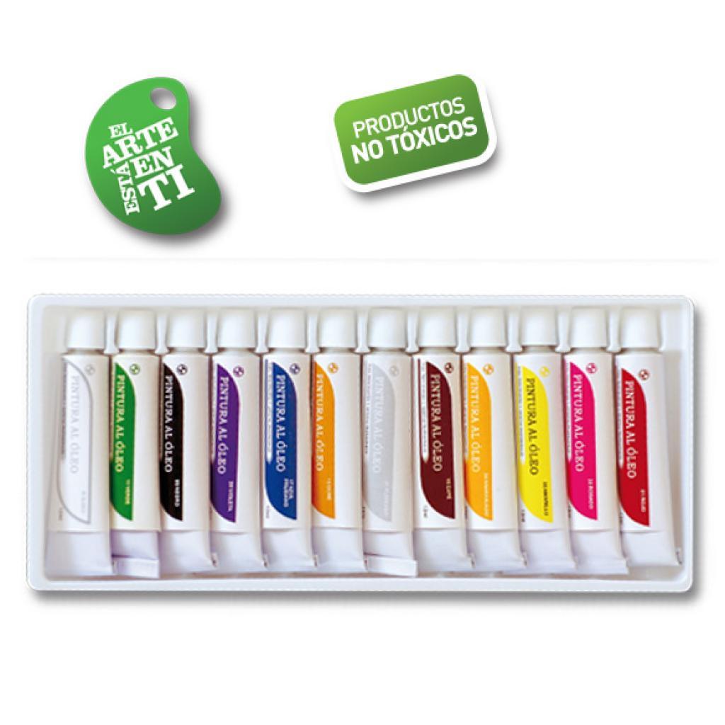 Set de Óleos.Ideal para principiantes y artistas profesionales, se puede trabajar con pincel o espátula. Al mezclar se obtiene una amplia gama de colores.Set &nbsp;c/&nbsp;12 piezas.
